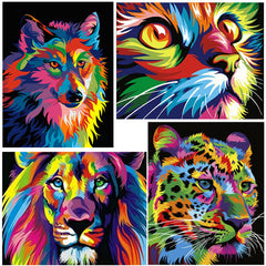Vibrant Animal Diamond Art (4-Pack)