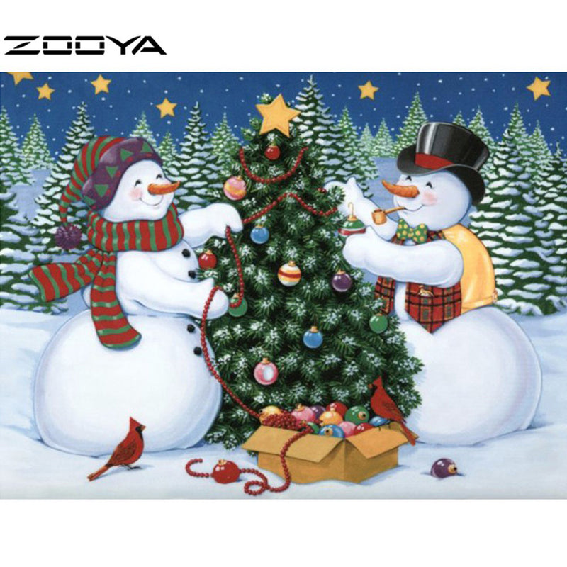 Snowman & Christmas Tree Diamond Art