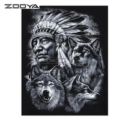 Feathers & Black Wolves Diamond Art