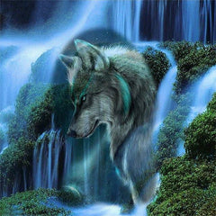 Wolf Waterfall Diamond Painting Kit