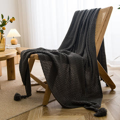 Cozy Tassel Knit Throw Blanket