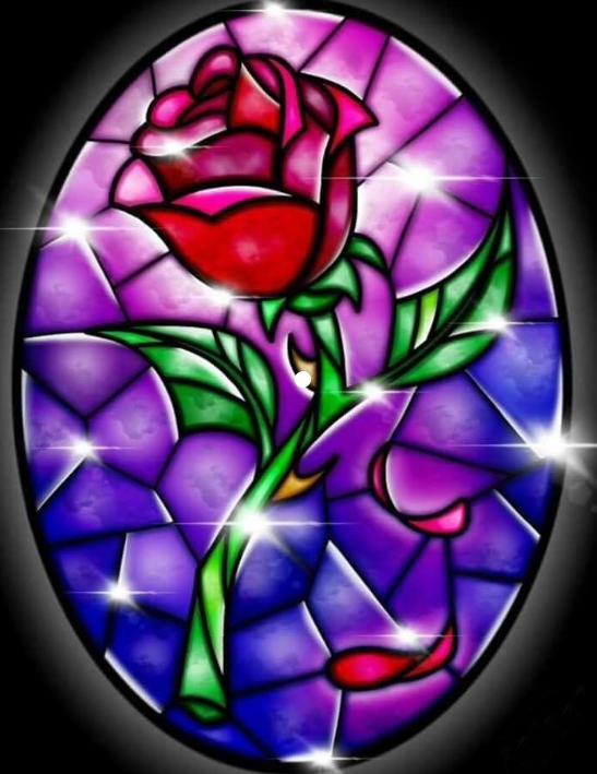 Stained Glass Rose Diamond Art