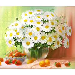 White Daisy Diamond Art