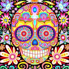 Vibrant Mosaic Skull Diamond Art