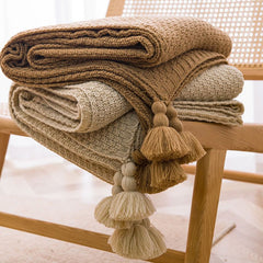 Cozy Tassel Knit Throw Blanket