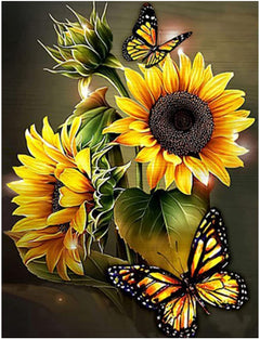 Sunflower with Butterfly Diamond Art