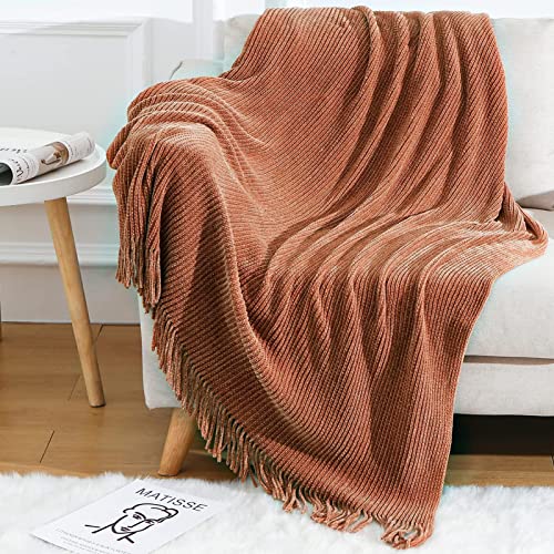 Textured Tassel Knit Throw Blanket