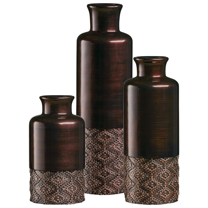 Modern Textured Ceramic Vase Set (3 Pieces)
