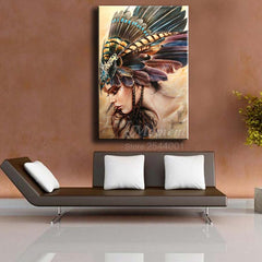 Maya Woman Feather Headdress Diamond Art