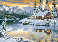 Snowy Cottage Diamond Art
