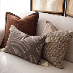 Textured Neutral Cozy Accent Pillow